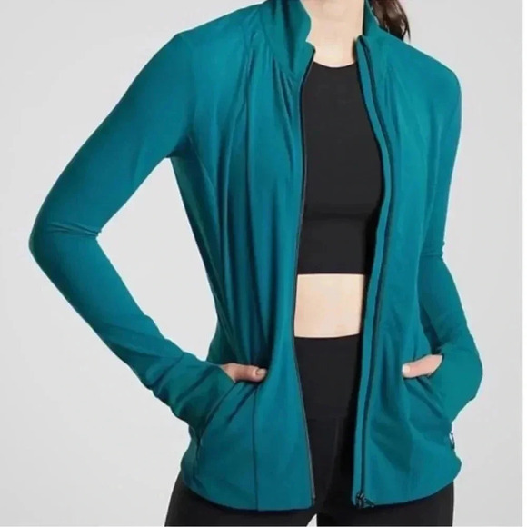 Athleta Shanti Jacket in Powervita Billiard Teal Size Small‎ - Picture 1 of 10